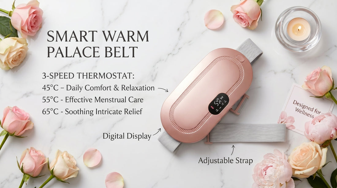 Cramp Relief Belt – Portable Menstrual Heating Pad With 3 Heat Levels & 4 Vibration Modes | Fast Period Pain Relief