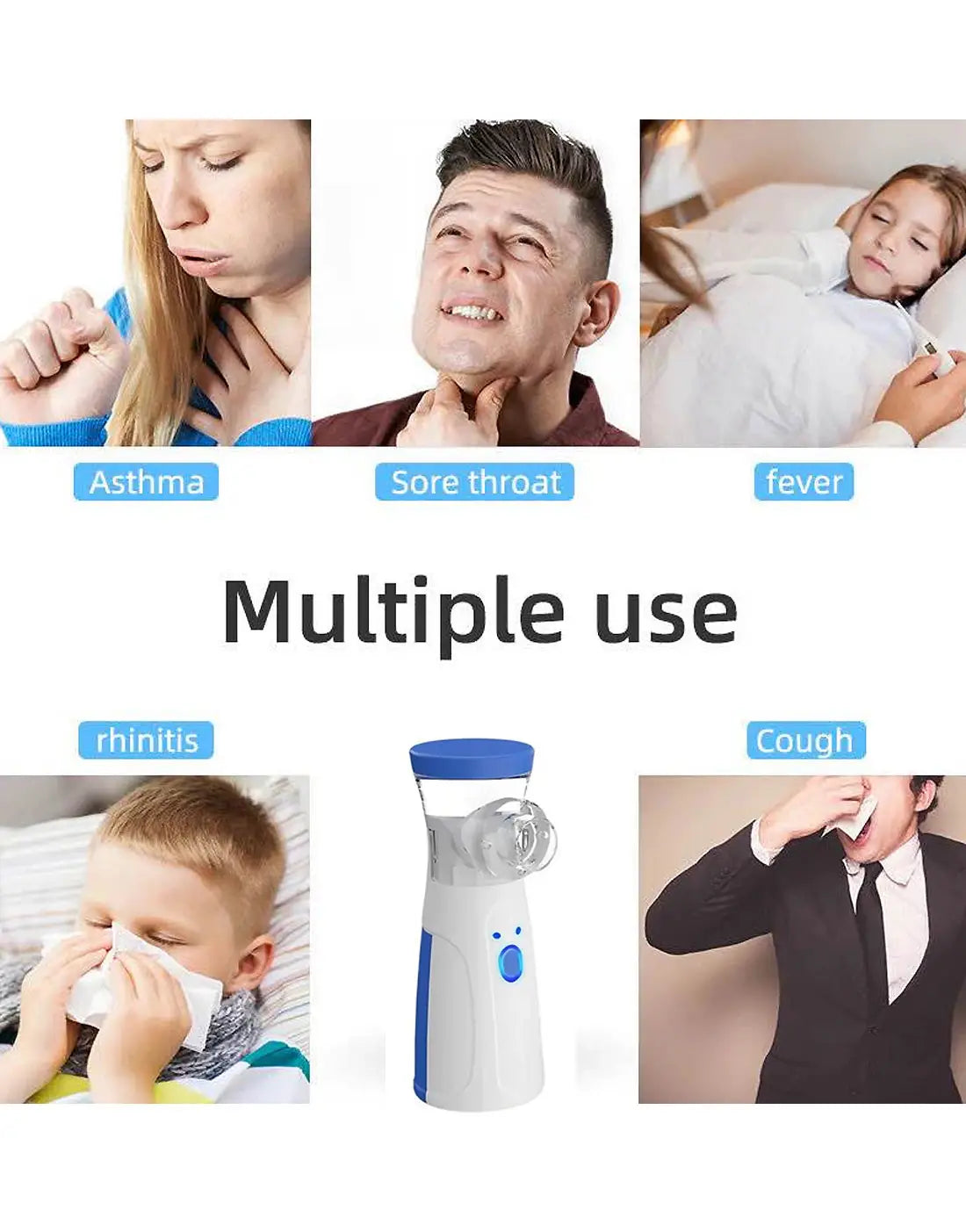 Mesh Nebulizer Machine JSL-W302 with Masks & Mini Inhaler for Kids & Adults
