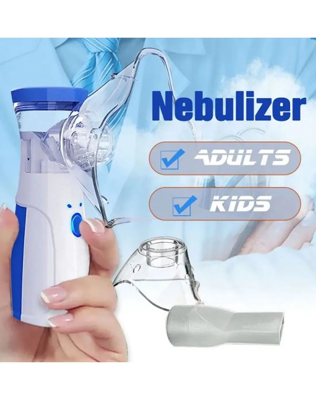 Mesh Nebulizer Machine JSL-W302 with Masks & Mini Inhaler for Kids & Adults