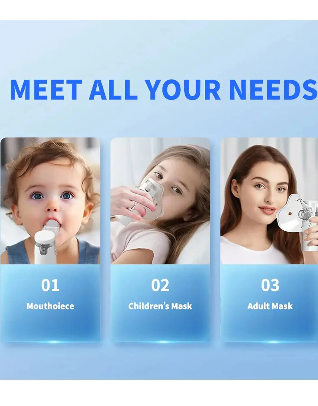 Mesh Nebulizer Machine JSL-W302 with Masks & Mini Inhaler for Kids & Adults